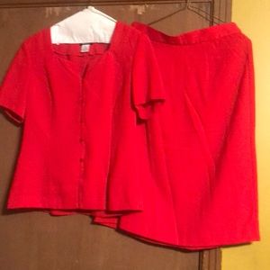 Metrostyle  red skirt suit